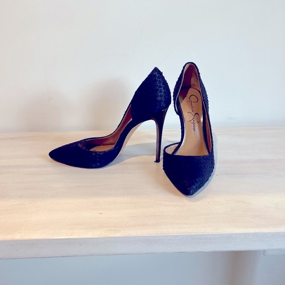 Faux Snake Skin Stiletto Heel Pointed Pumps Heels - Picture 2 of 5